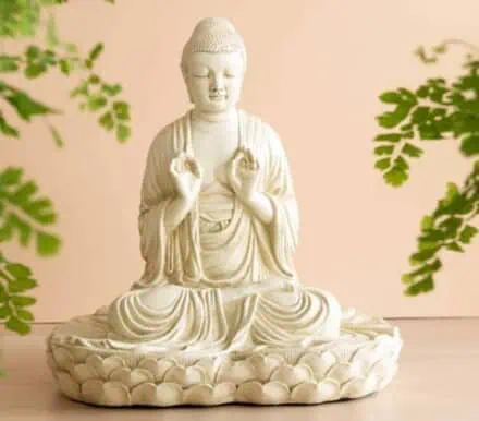 Japansk Budha figur 32 cm høj bronche farver 700 kr