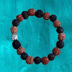 1 stk Rudraksha Buddha armbånd BRUN/SORT